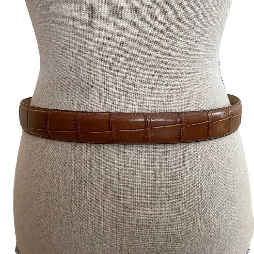 Brighton Croco Leather Belt Brown Size ML 32